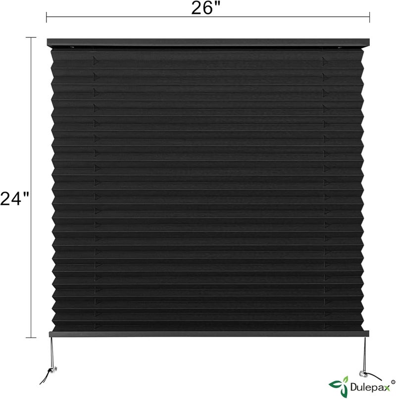 Dulepax RV Blinds,RV Pleated Shades,RV Blinds Pleated Shades, 26" W x 24" L Black RV Window Shades,Camper Blinds,RV Window Blinds for RV Camper Travel Trailers Motorhome's Window - Image 2